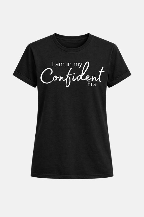 In My Confident Era affirmation t-shirt black — women's slogan tee Australia | Peak Women