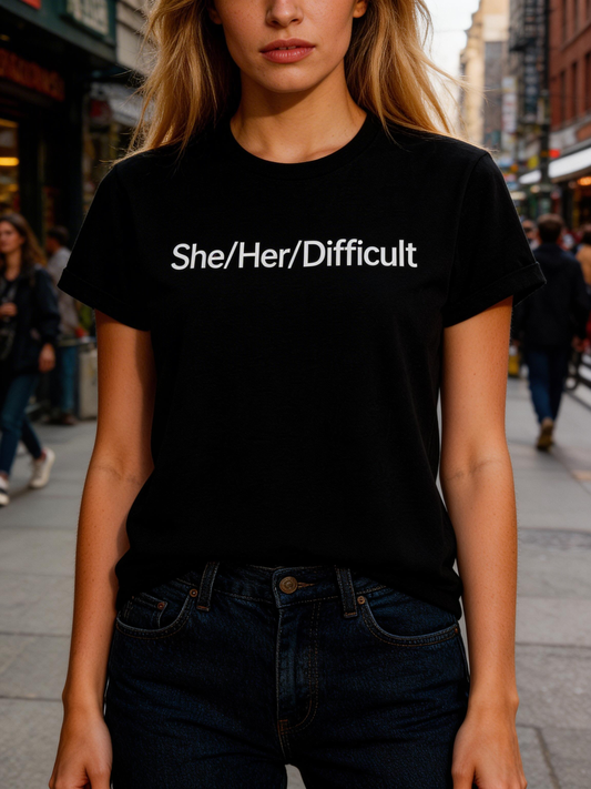 Pronouns She/Her/Difficult T-Shirt Black
