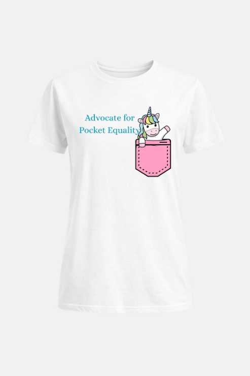Advocate for Pocket Equality affirmation t-shirt white — women's slogan tee Australia | Peak Women