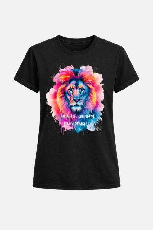 I am Fierce Confident and Unstoppable affirmation t-shirt black — women's slogan tee Australia | Peak Women