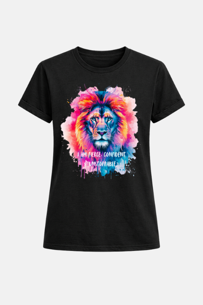 I am Fierce Confident and Unstoppable affirmation t-shirt black — women's slogan tee Australia | Peak Women