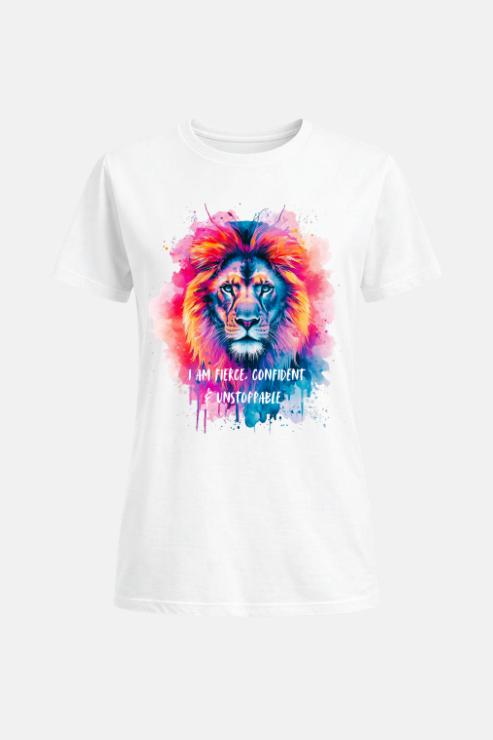 I am Fierce Confident and Unstoppable affirmation t-shirt white — women's slogan tee Australia | Peak Women