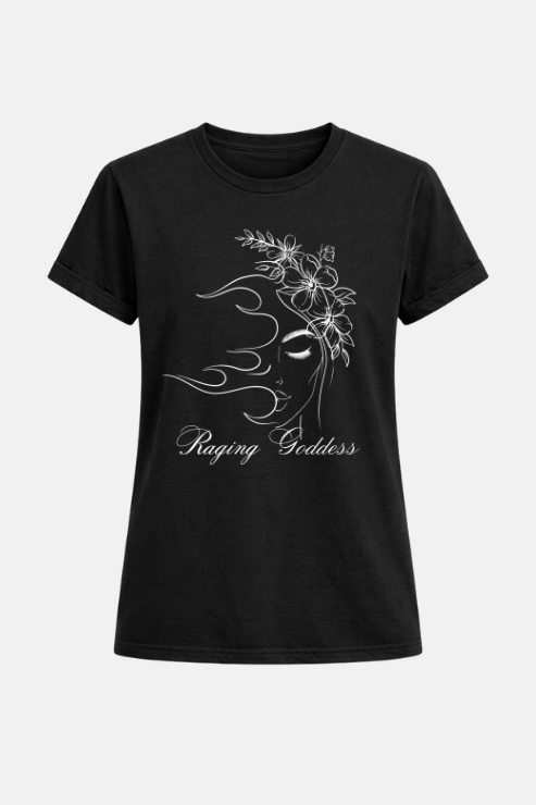 Raging Goddess affirmation t-shirt black — women's slogan tee Australia | Peak Women