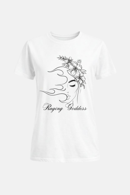 Raging Goddess affirmation t-shirt white — women's slogan tee Australia | Peak Women